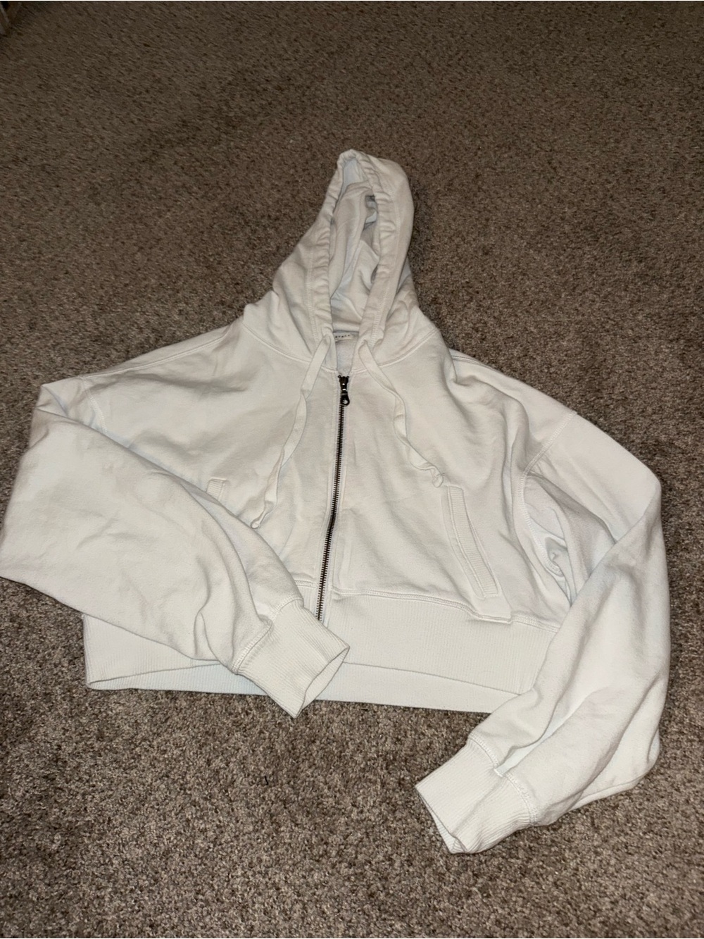 Aeropostale Cream Cropped Zip Hoodie